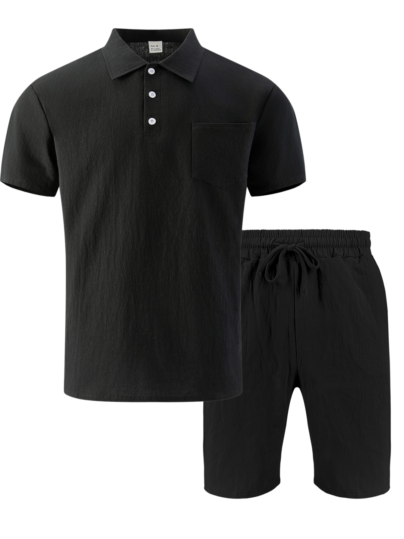 Short Linen Drawstring - Ensemble 2 pièces pour homme, polo