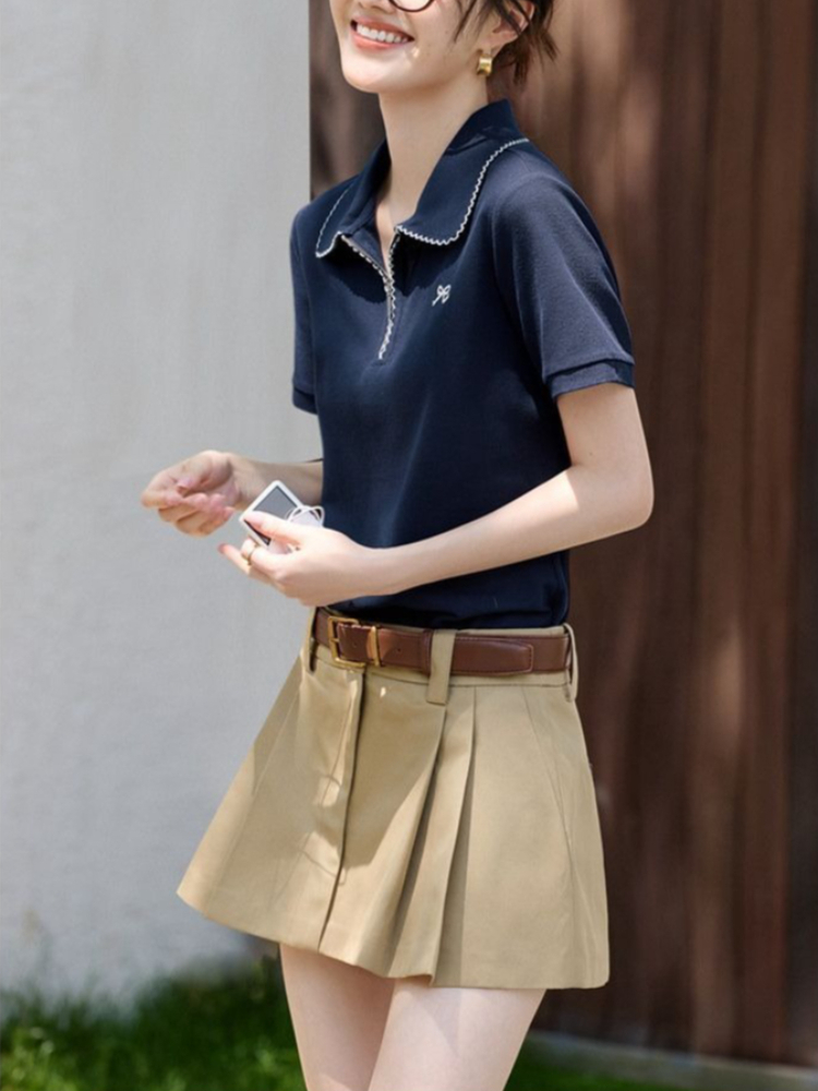 Polo Shirt Pique - T-shirt pour femme, coupe ajustée, flatteur