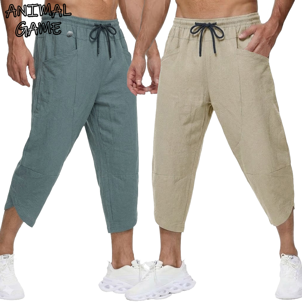 Short Linen Drawstring - Pantalon court décontracté en lin pour