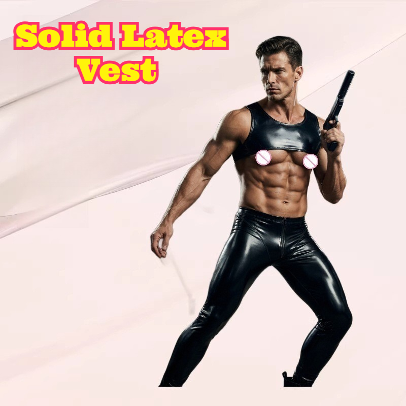 Tank Top Muscle - Débardeur court moulant en latex uni,