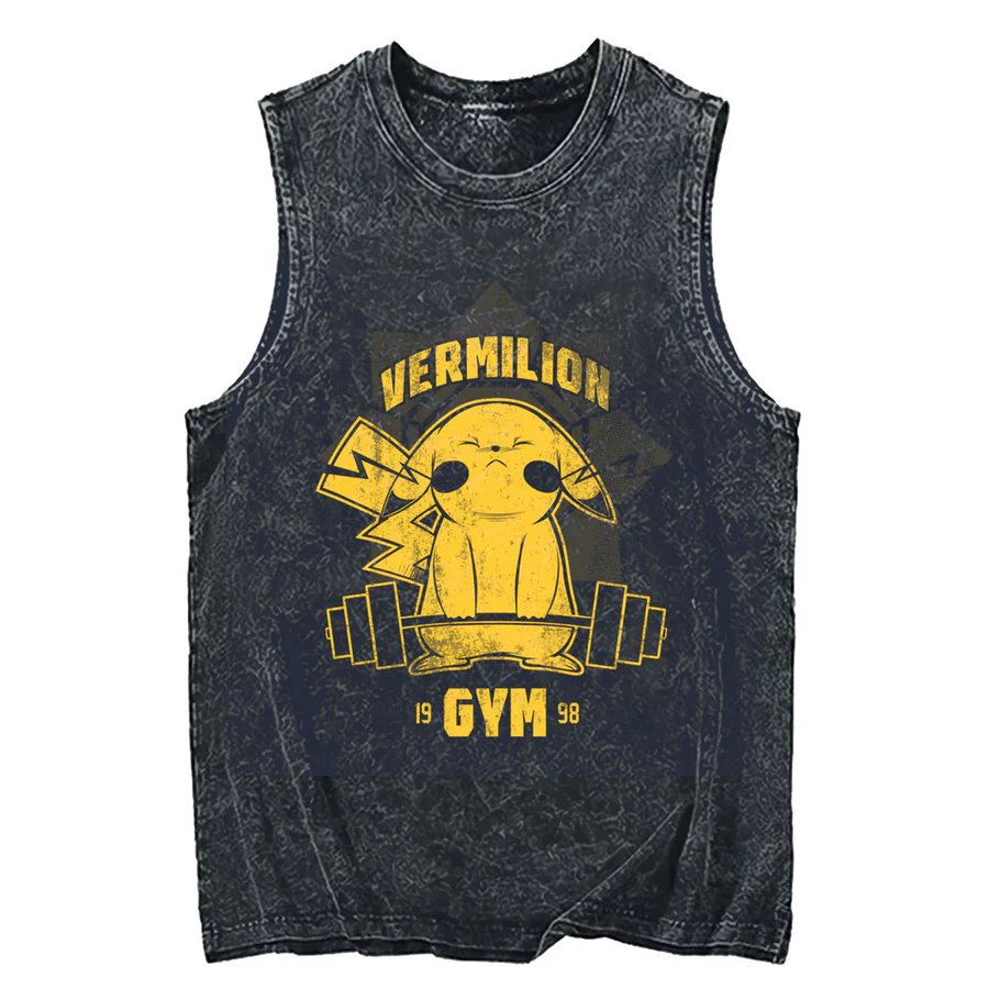Tank Top Muscle - Débardeur délavé à l'acide Pokémon Pikachu