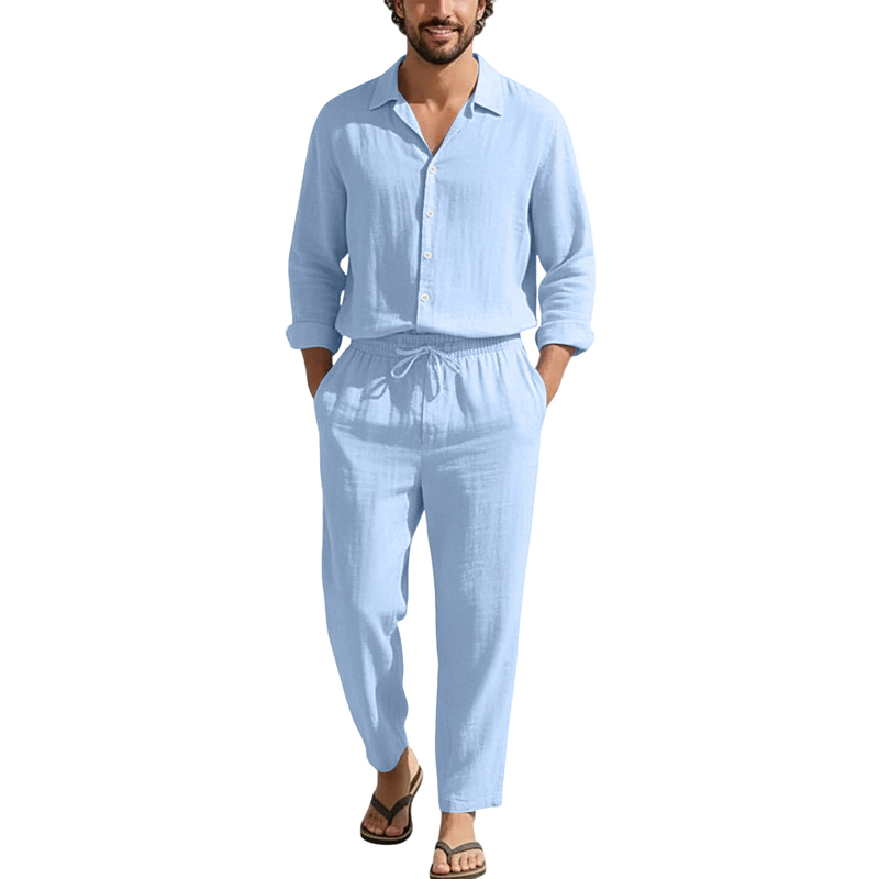 Linen Shirt Breathable - Ensembles décontractés en lin printemps-été, chemise