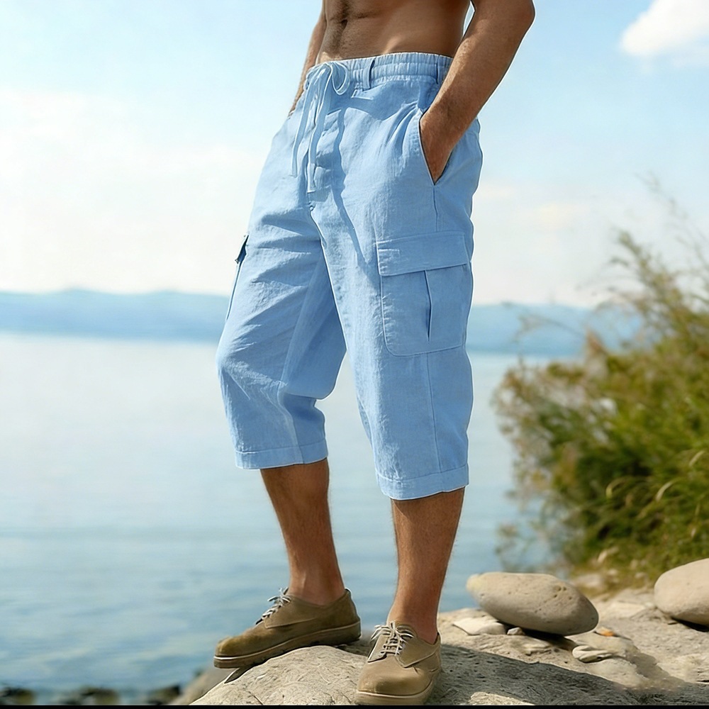 Short Linen Drawstring - Shorts d'été pour hommes en coton
