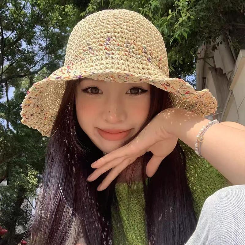 Chapeau de paille arc-en-ciel  - Bucket Hat Straw avis et prix