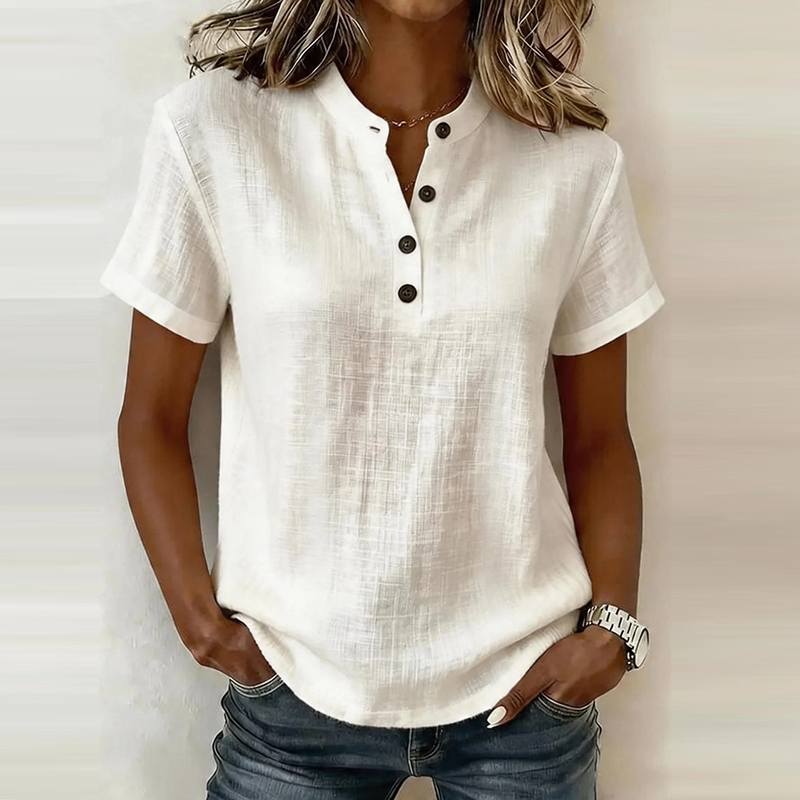 Chemisiers d'été à manches cou - Linen Shirt Breathable avis et prix