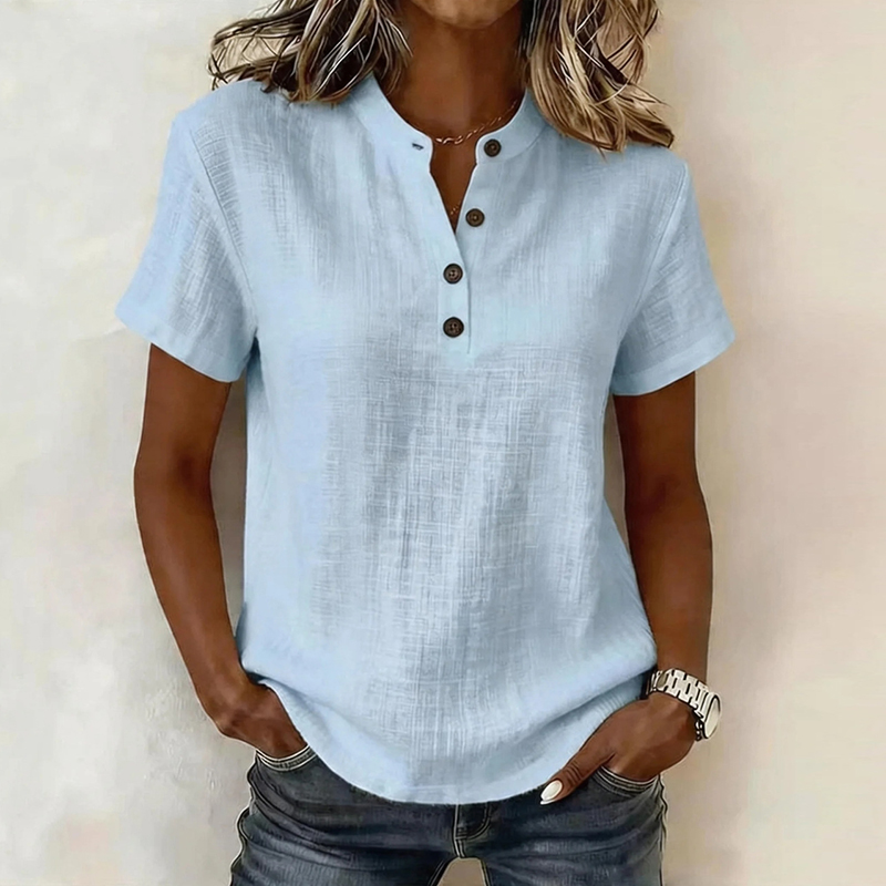 Chemisiers d'été à manches cou - Linen Shirt Breathable avis et prix