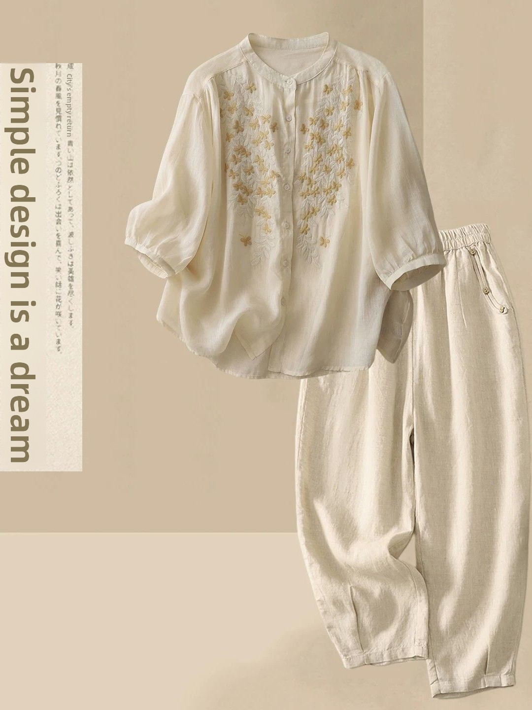 Ensemble décontracté d'été en  - Linen Shirt Breathable avis et prix