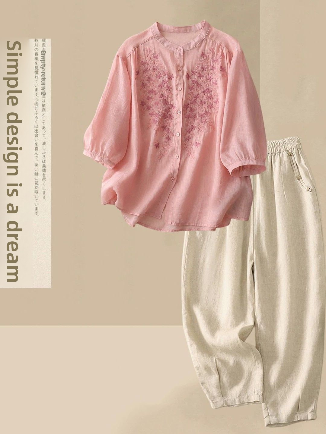 Ensemble décontracté d'été en  - Linen Shirt Breathable avis et prix