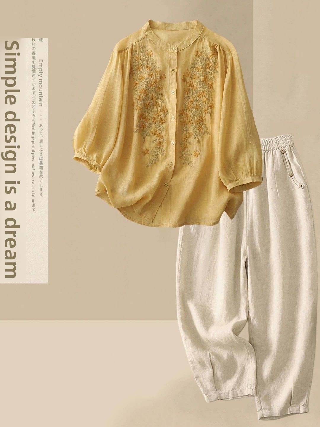 Ensemble décontracté d'été en  - Linen Shirt Breathable avis et prix