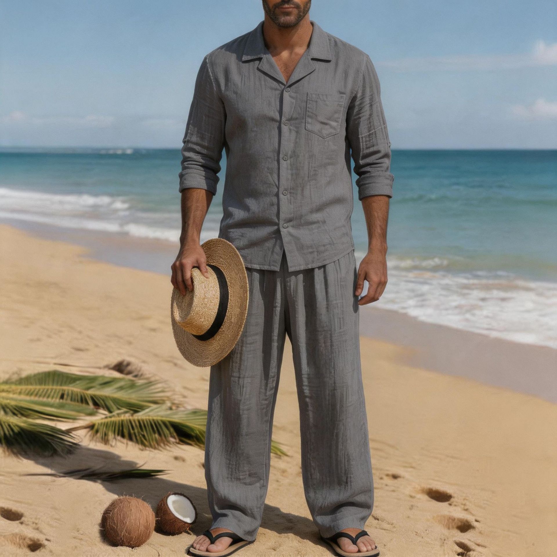Ensemble de plage pour homme e - Linen Shirt Breathable avis et prix