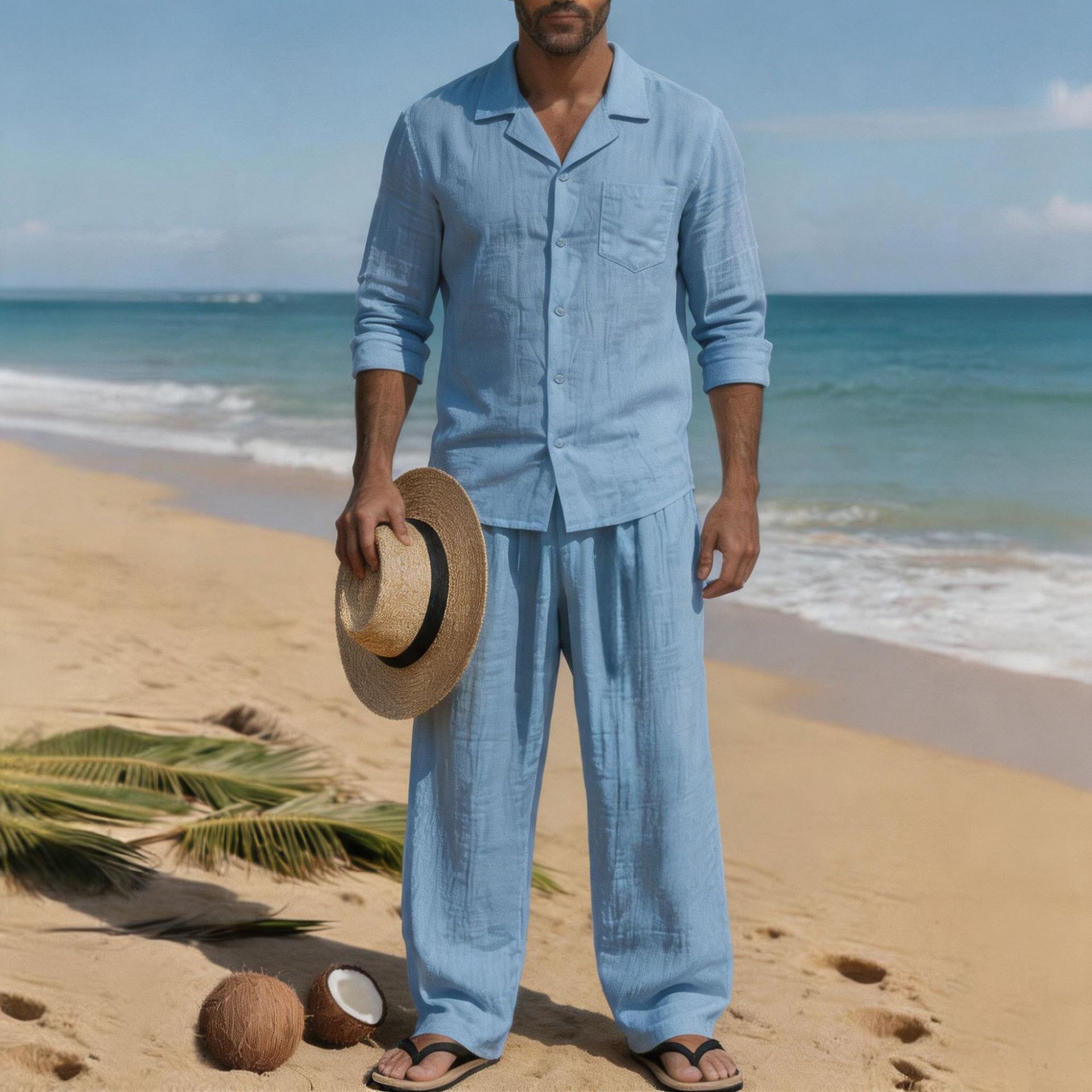 Ensemble de plage pour homme e - Linen Shirt Breathable avis et prix